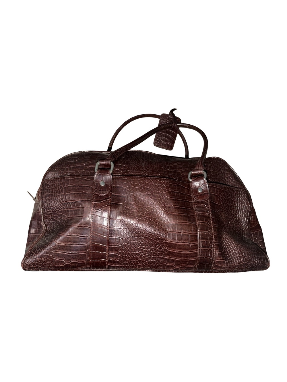 Bath & Body Works Brown Croc Embossed Duffel Weekender Travel Bag Handbag